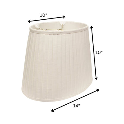 White Linen Pleated Oval Lamp Shade