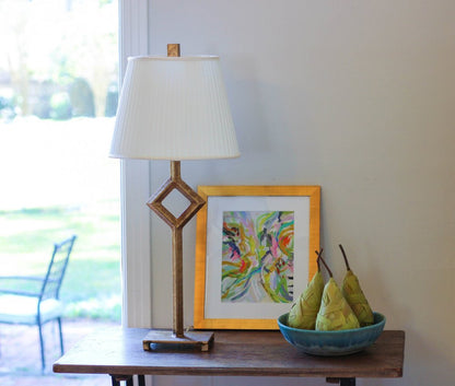 Ivory Shantung Silk Pleated Oval Lamp Shade