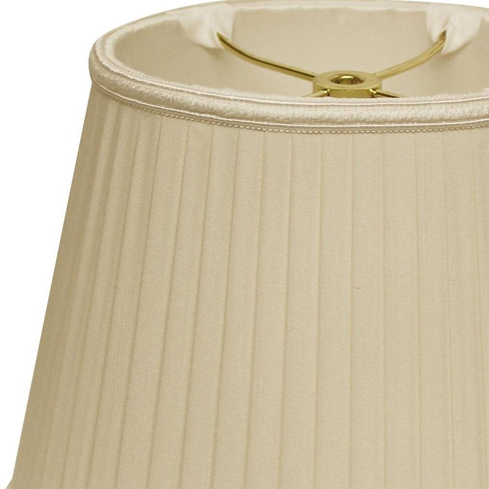 Ivory Shantung Silk Pleated Oval Lamp Shade
