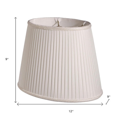 White Shantung Silk Pleated Oval Lamp Shade