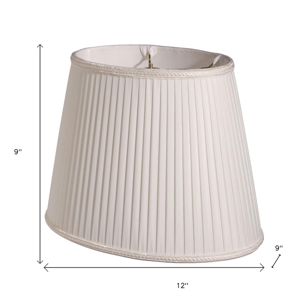 White Shantung Silk Pleated Oval Lamp Shade