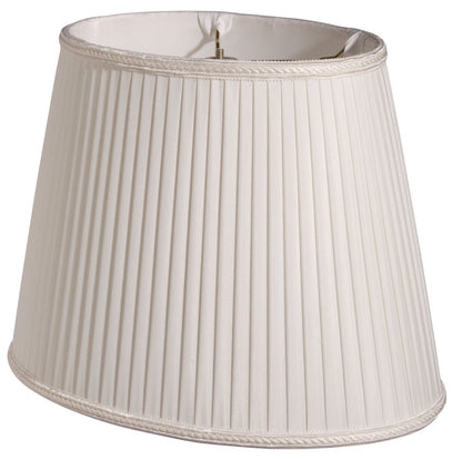 White Shantung Silk Pleated Oval Lamp Shade