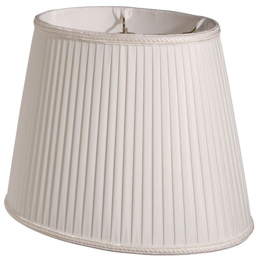 White Shantung Silk Pleated Oval Lamp Shade