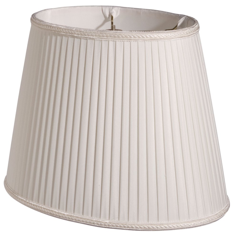 White Shantung Silk Pleated Oval Lamp Shade