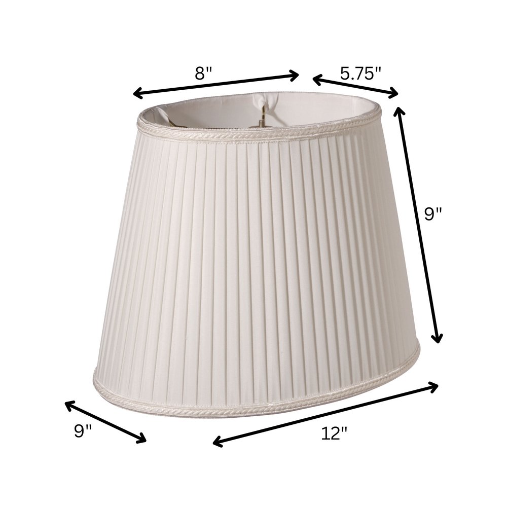 White Shantung Silk Pleated Oval Lamp Shade