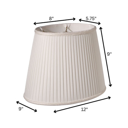 White Shantung Silk Pleated Oval Lamp Shade