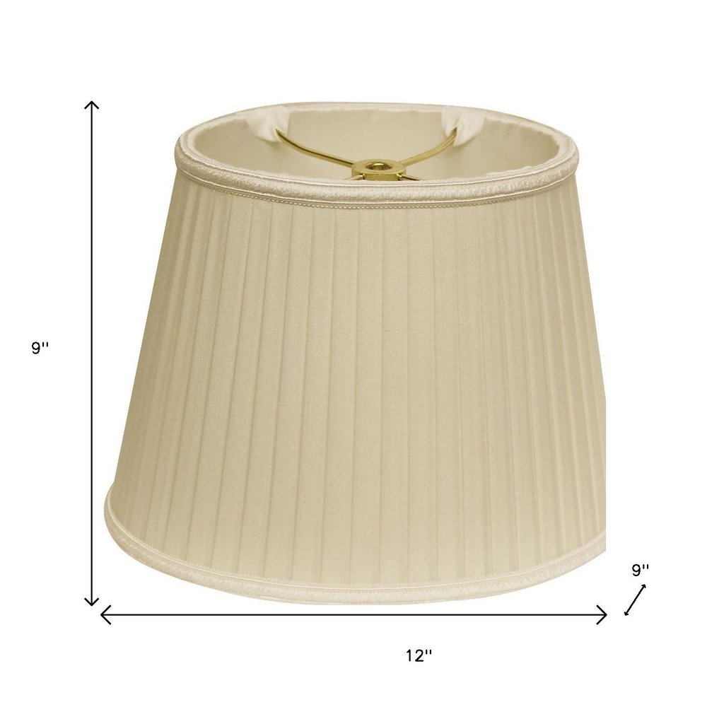 Ivory Shantung Silk Pleated Oval Lamp Shade