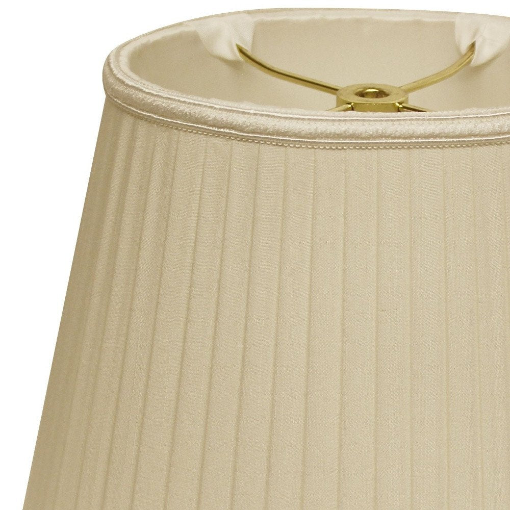 Ivory Shantung Silk Pleated Oval Lamp Shade