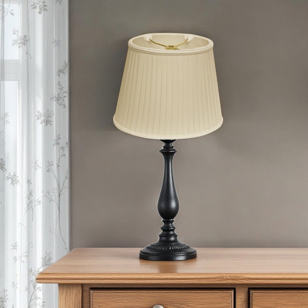 Ivory Shantung Silk Pleated Oval Lamp Shade