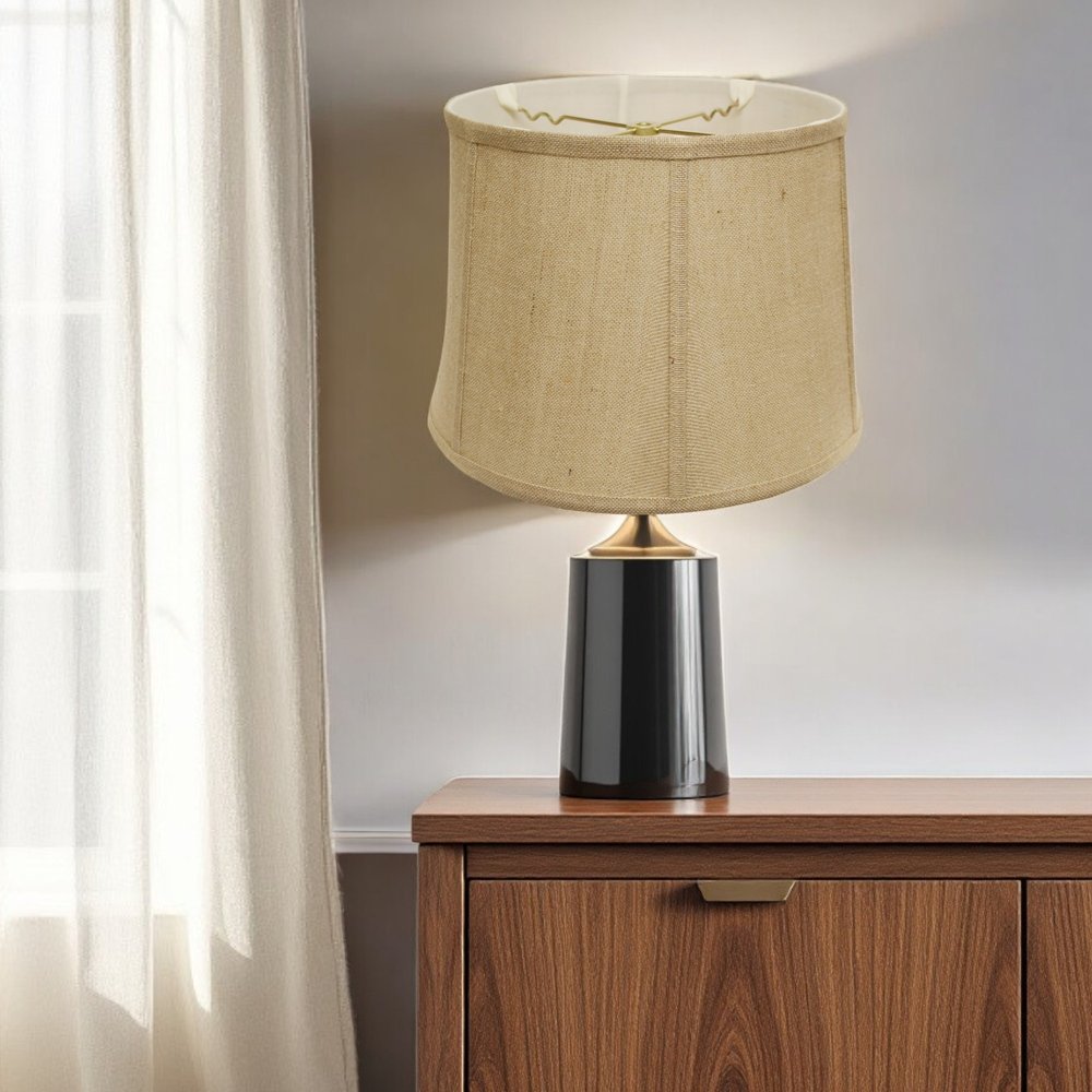 Gold Burlap Drum Lamp Shade