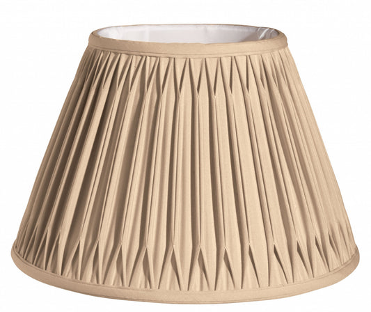 16" Vintage Gold Slanted Bell Smocked Shantung Lampshade