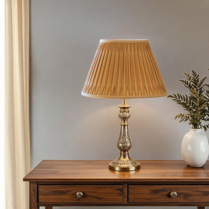 Gold Shantung Silk Pleated Bell Lamp Shade