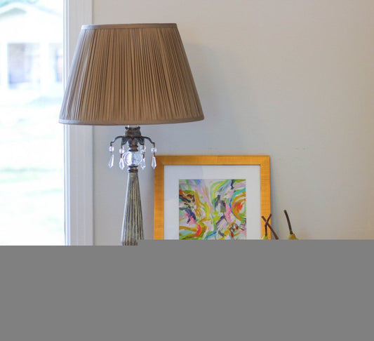 Ash Gray Taffeta Pleated Empire Lamp Shade
