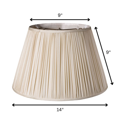 14" Pale Grey Slanted Pleated Tafetta Lampshade