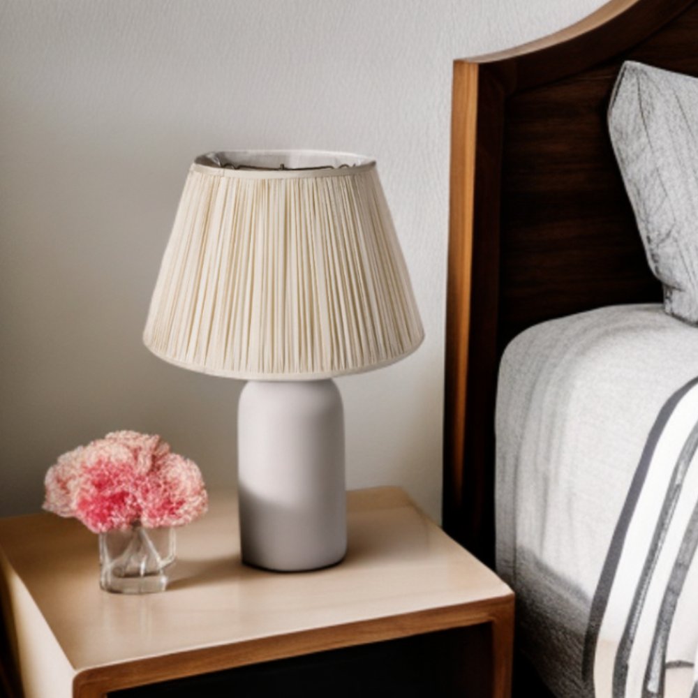 Cream Taffeta Pleated Empire Lamp Shade