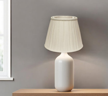 White Linen Pleated Empire Lamp Shade