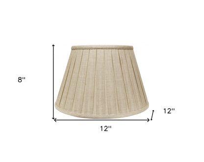 12" Cream Slanted Linen Lampshade with Box Pleat