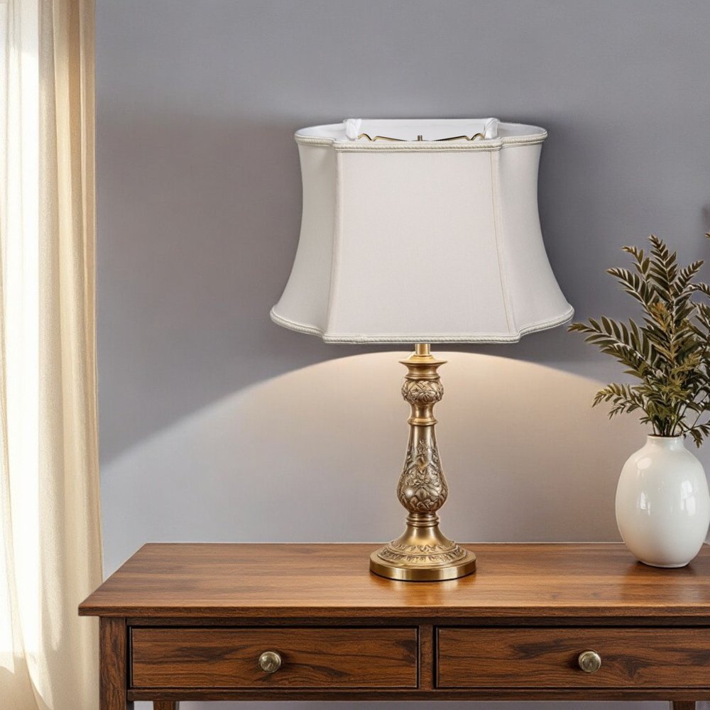 Cream Shantung Silk Oval Lamp Shade