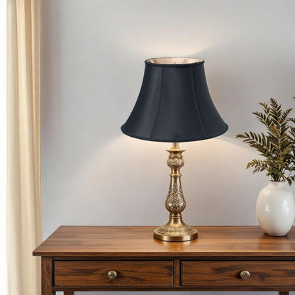 Black Shantung Silk Oval Lamp Shade