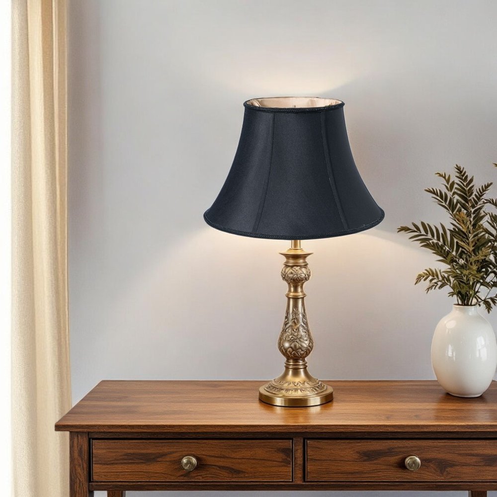 Black Shantung Silk Oval Lamp Shade