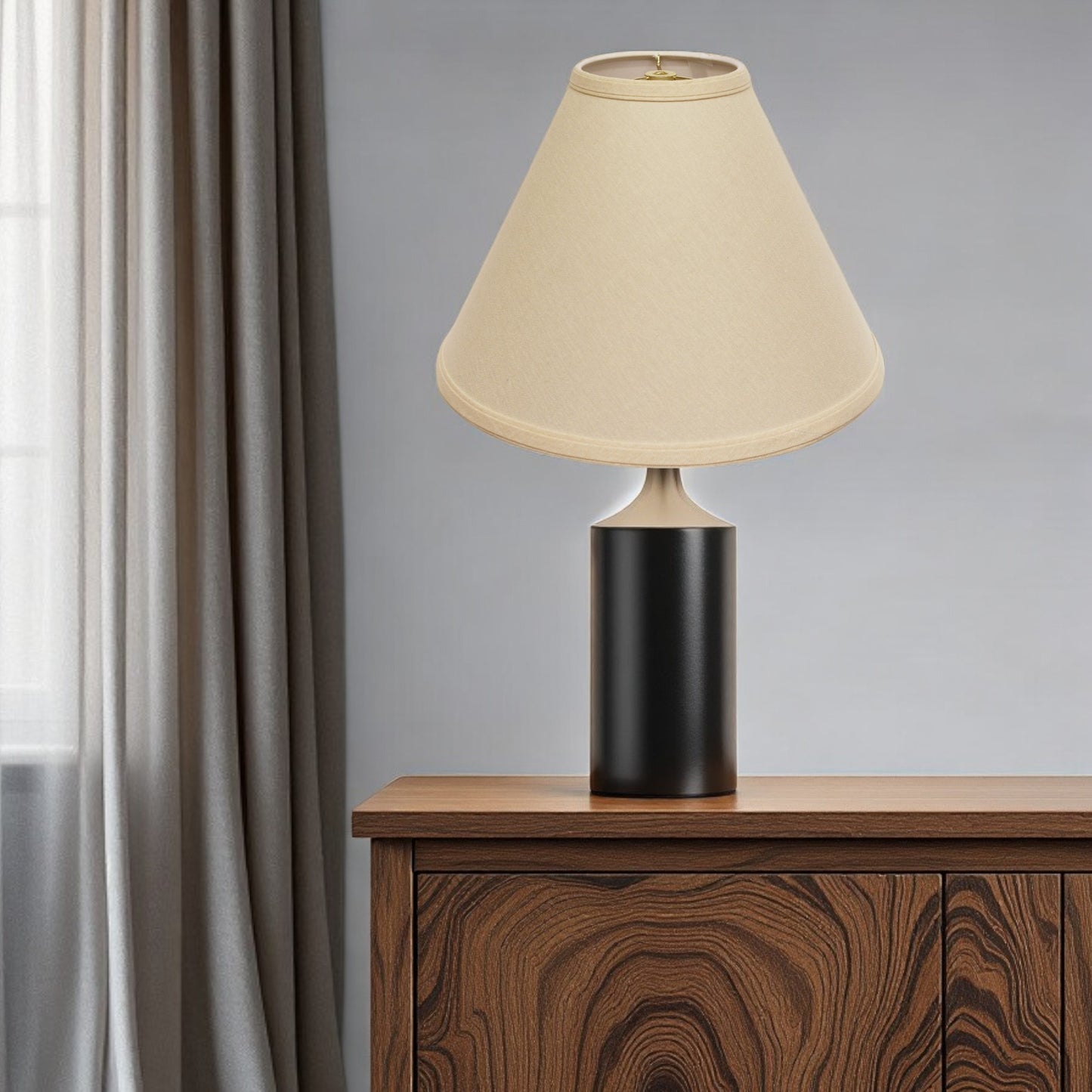 19" Parchment Biege Deep Cone Slanted Linen Lampshade