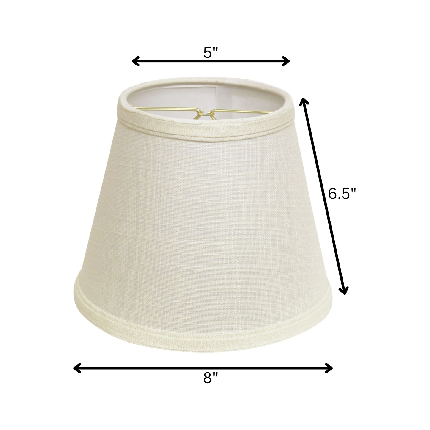 8" White Empire Hardback Slanted Linen Lampshade