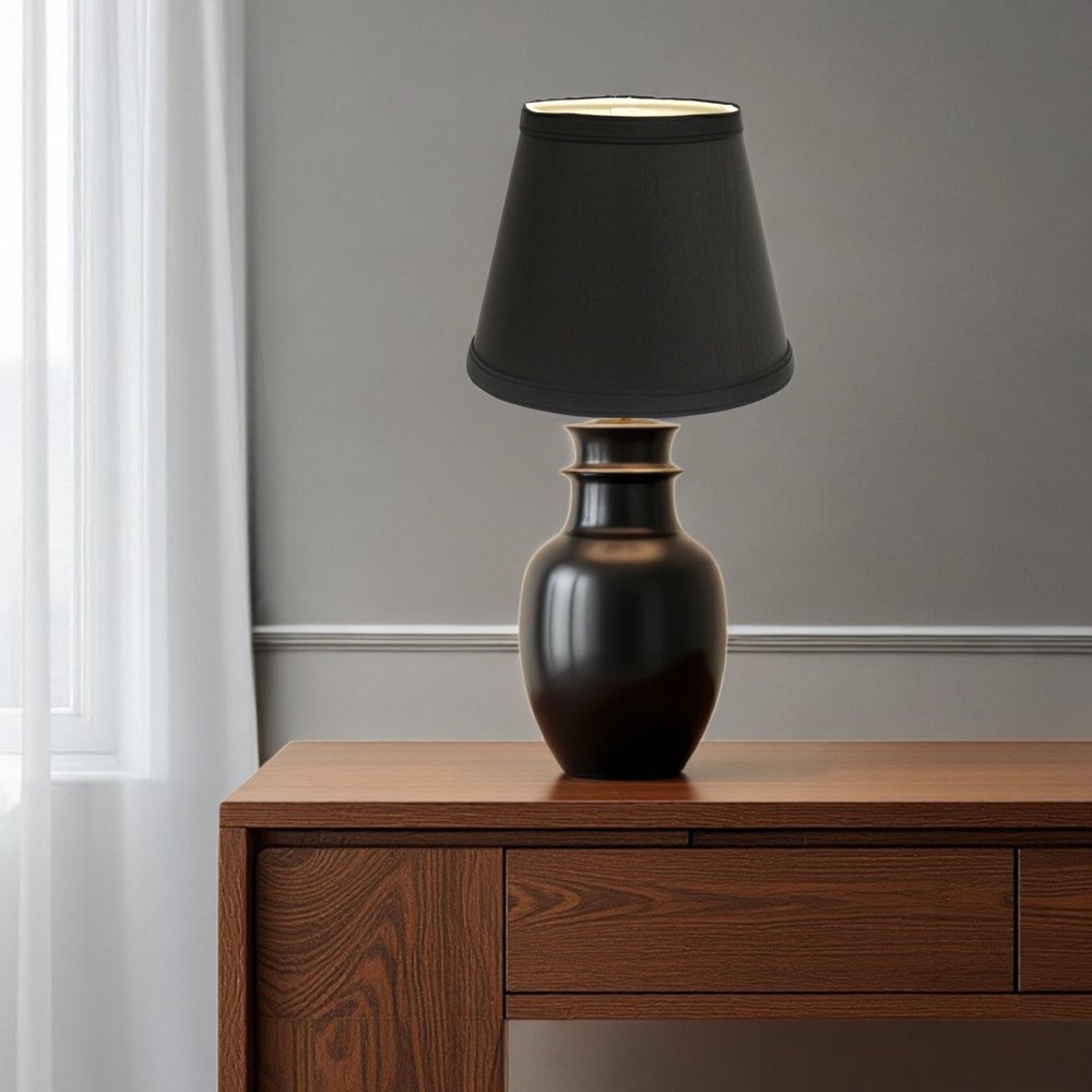 Black Shantung Silk Empire Lamp Shade