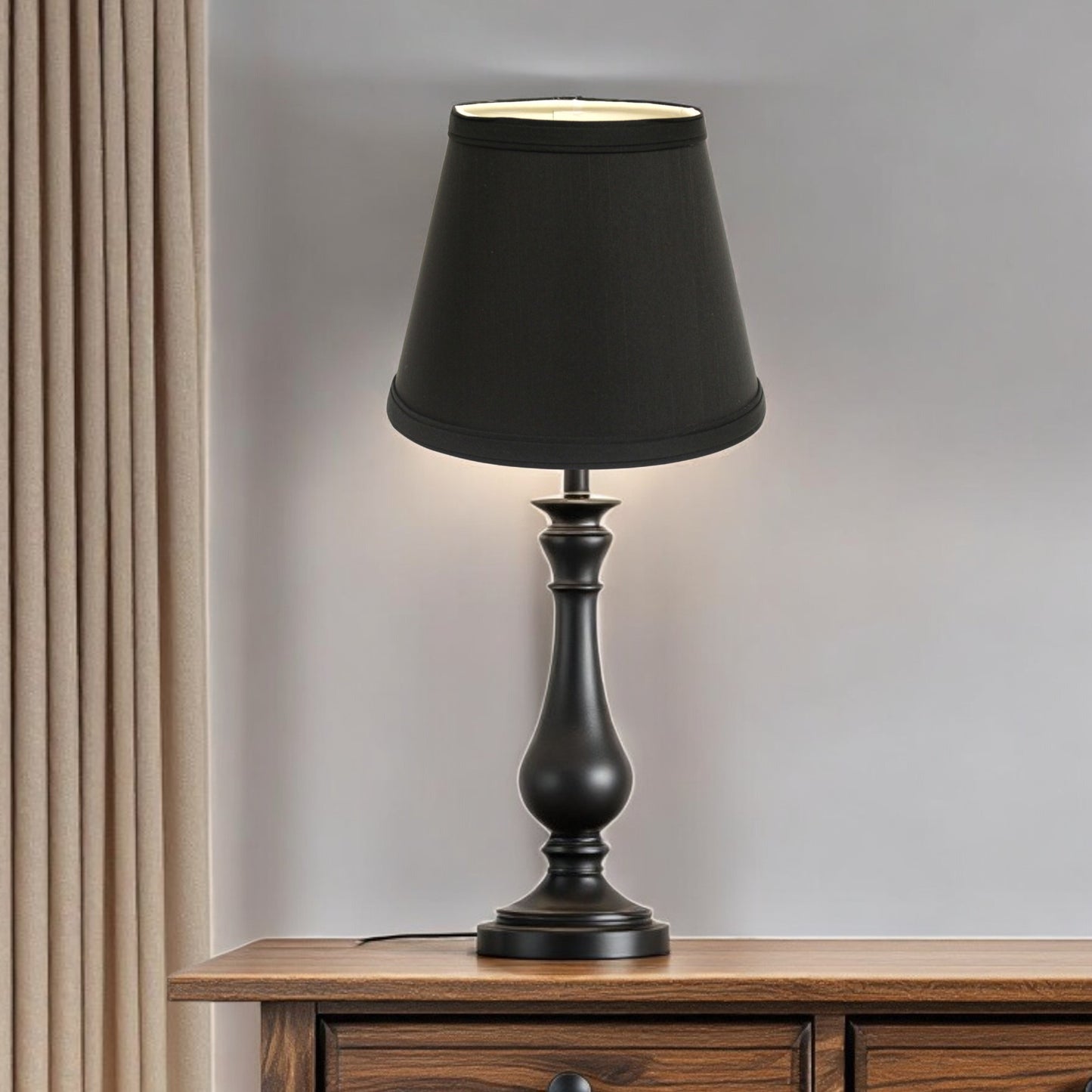12" Black with White Hardback Empire Slanted Slanted Shantung Lampshade