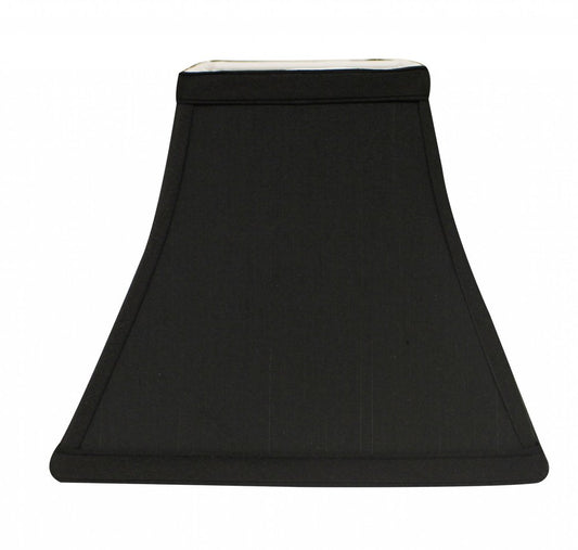 Black Shantung Silk Print Square Lamp Shade