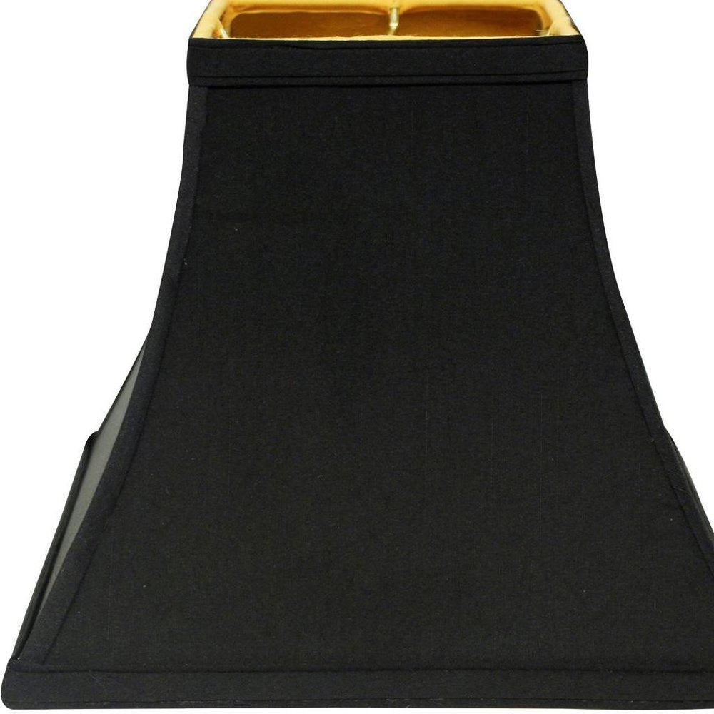 Black Shantung Silk Square Lamp Shade