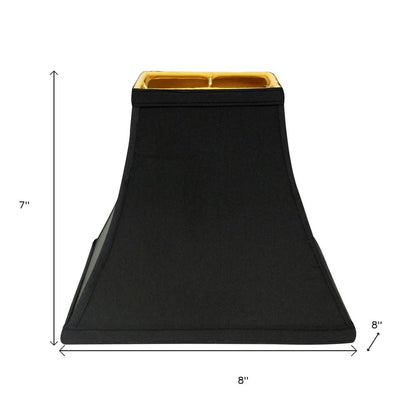 Black Shantung Silk Square Lamp Shade