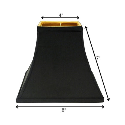 Black Shantung Silk Square Lamp Shade