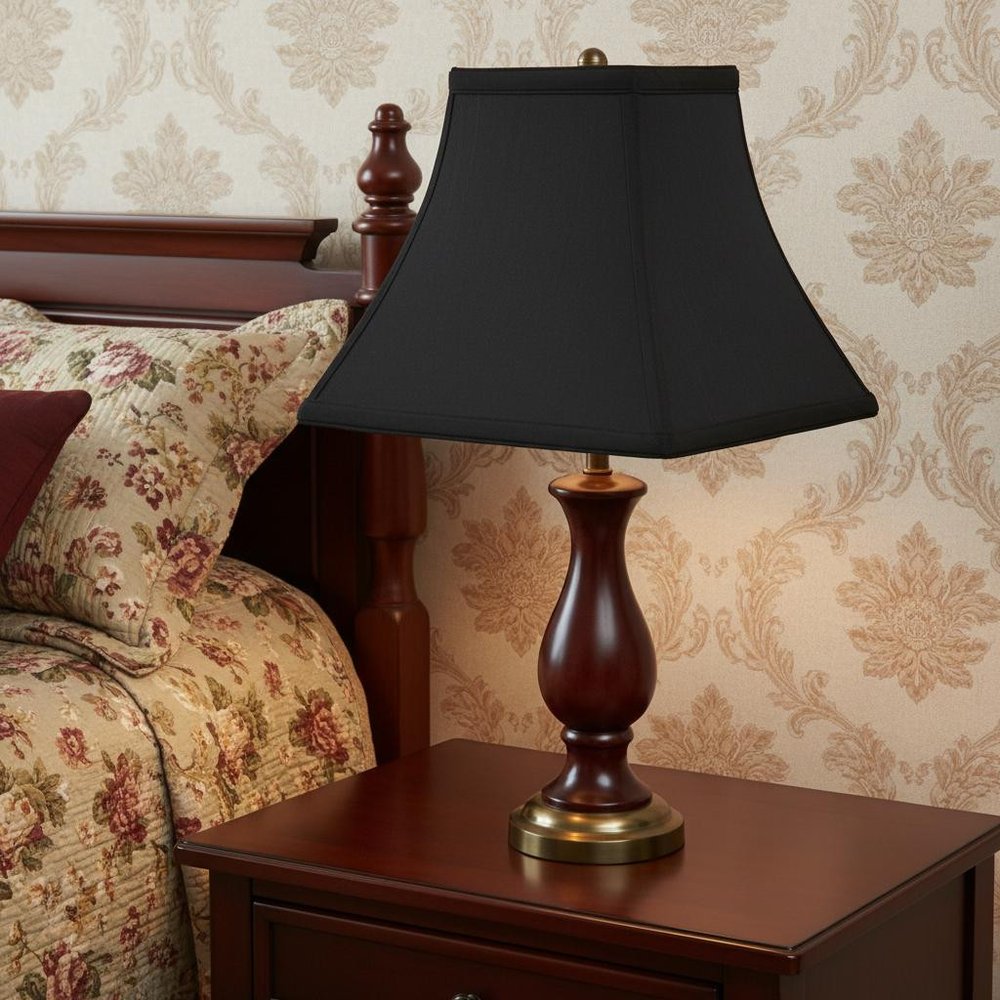 Black Shantung Silk Square Lamp Shade