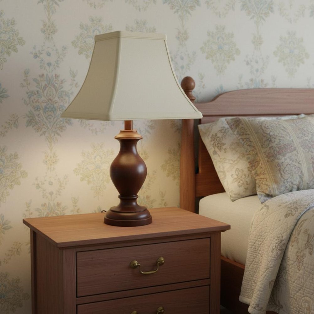 Ivory No Slub Innsbruck Print Square Lamp Shade