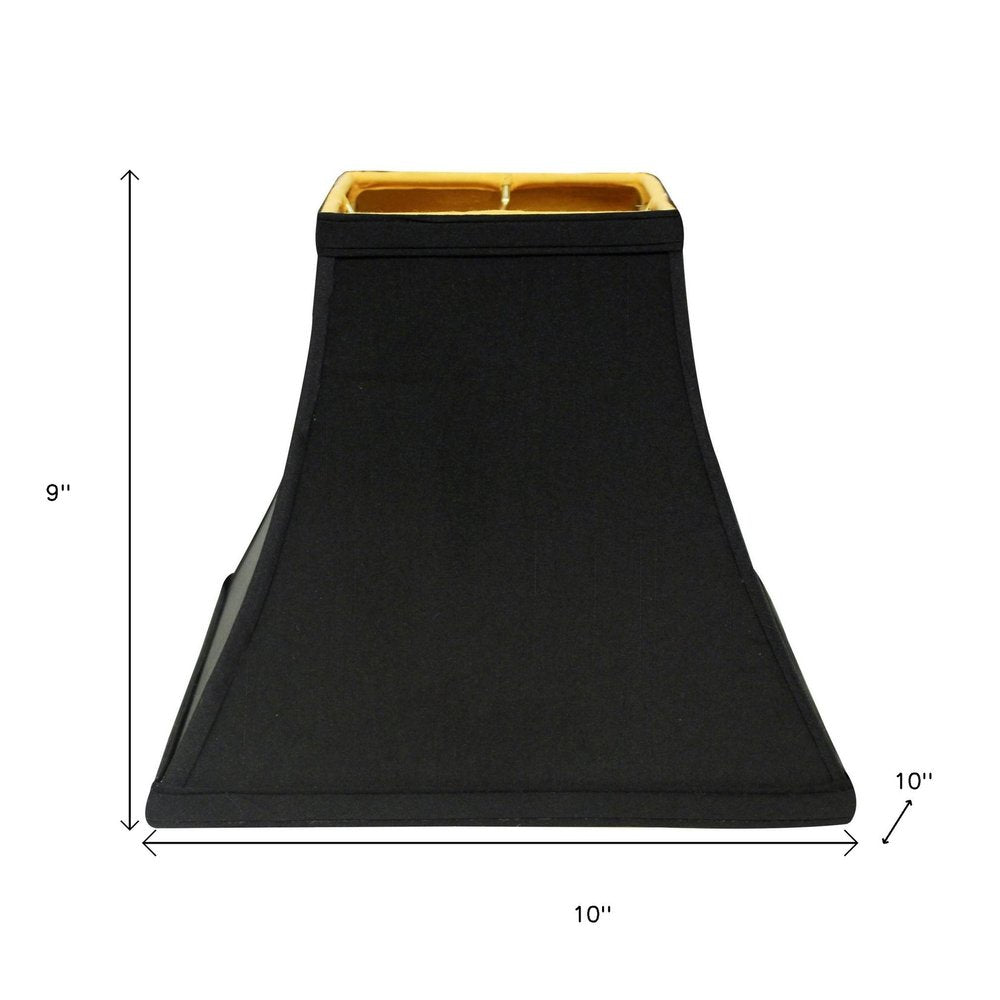Black Shantung Silk Square Lamp Shade