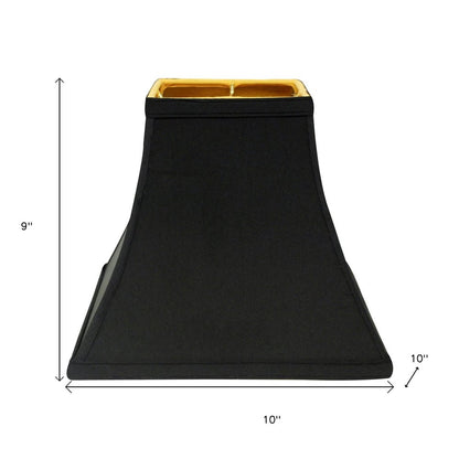 Black Shantung Silk Square Lamp Shade