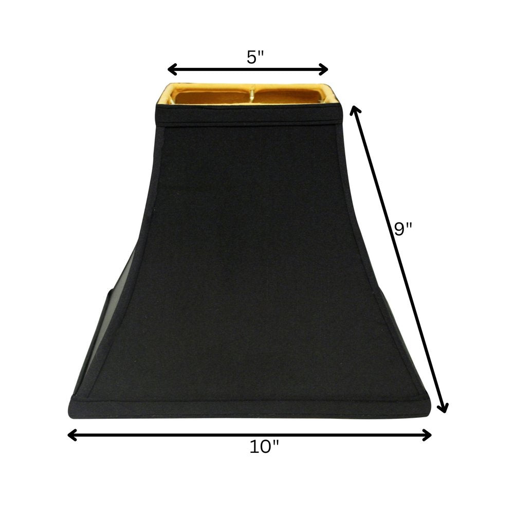 Black Shantung Silk Square Lamp Shade