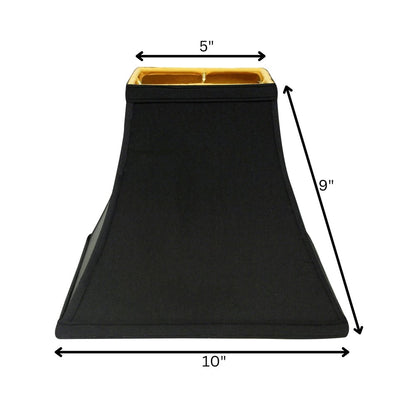 Black Shantung Silk Square Lamp Shade