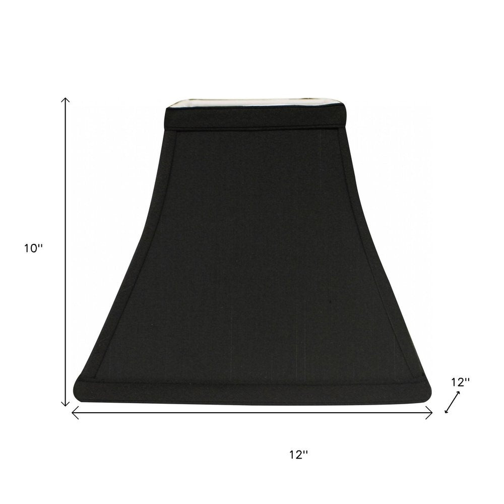 Black Shantung Silk Square Lamp Shade