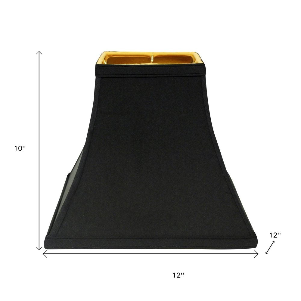 Black Shantung Silk Square Lamp Shade