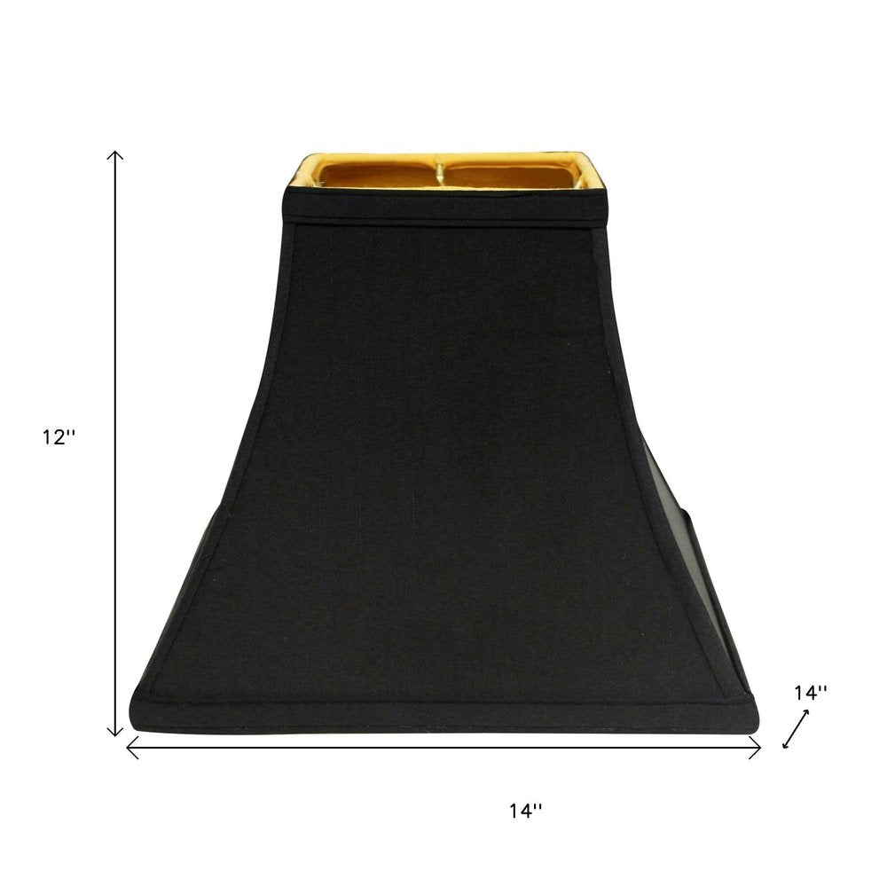 Black Shantung Silk Square Lamp Shade
