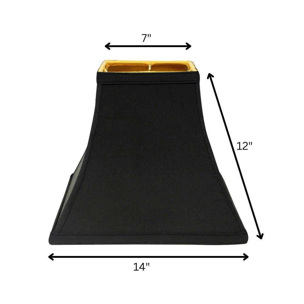 Black Shantung Silk Square Lamp Shade