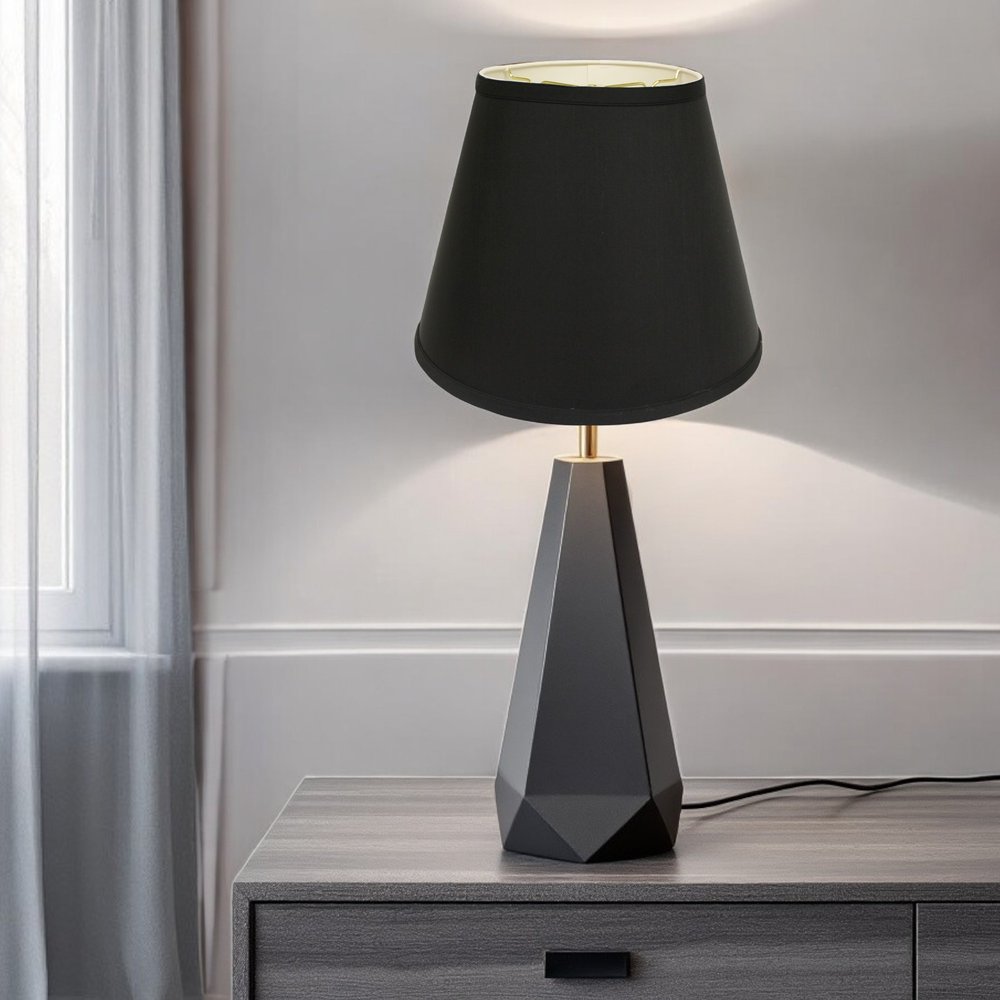 Black Shantung Silk Empire Lamp Shade