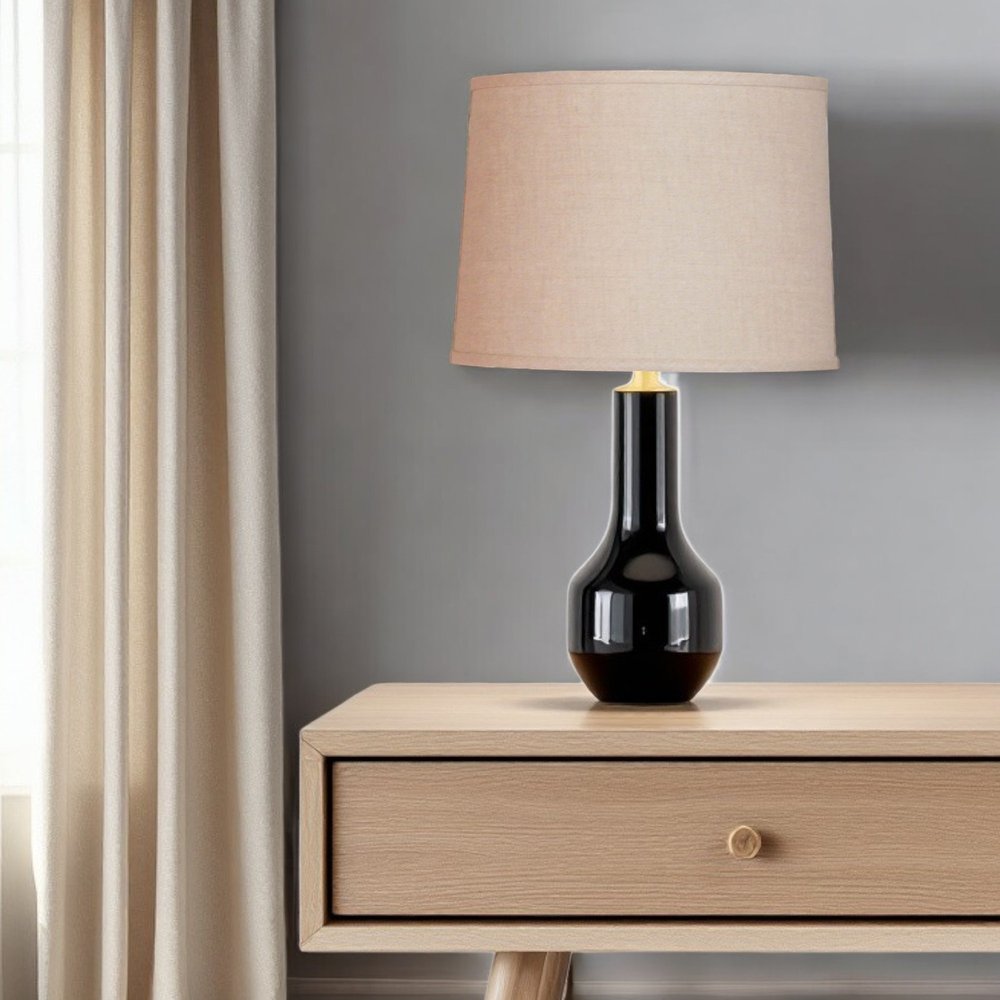 Dark Brown Linen Drum Lamp Shade