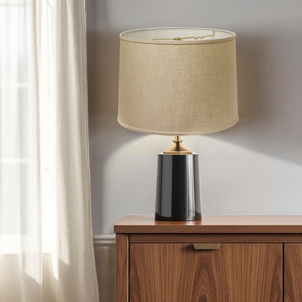 Dark Brown Linen Drum Lamp Shade