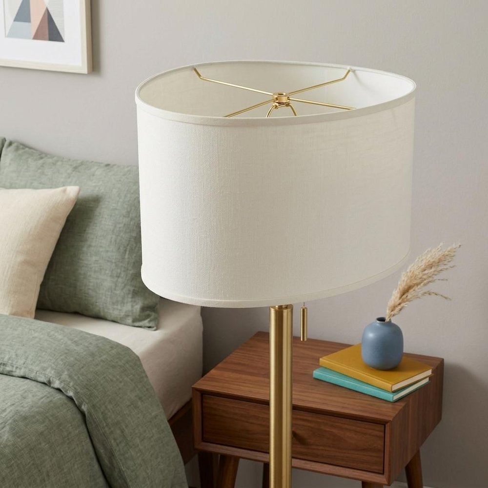 White Linen Oval Lamp Shade