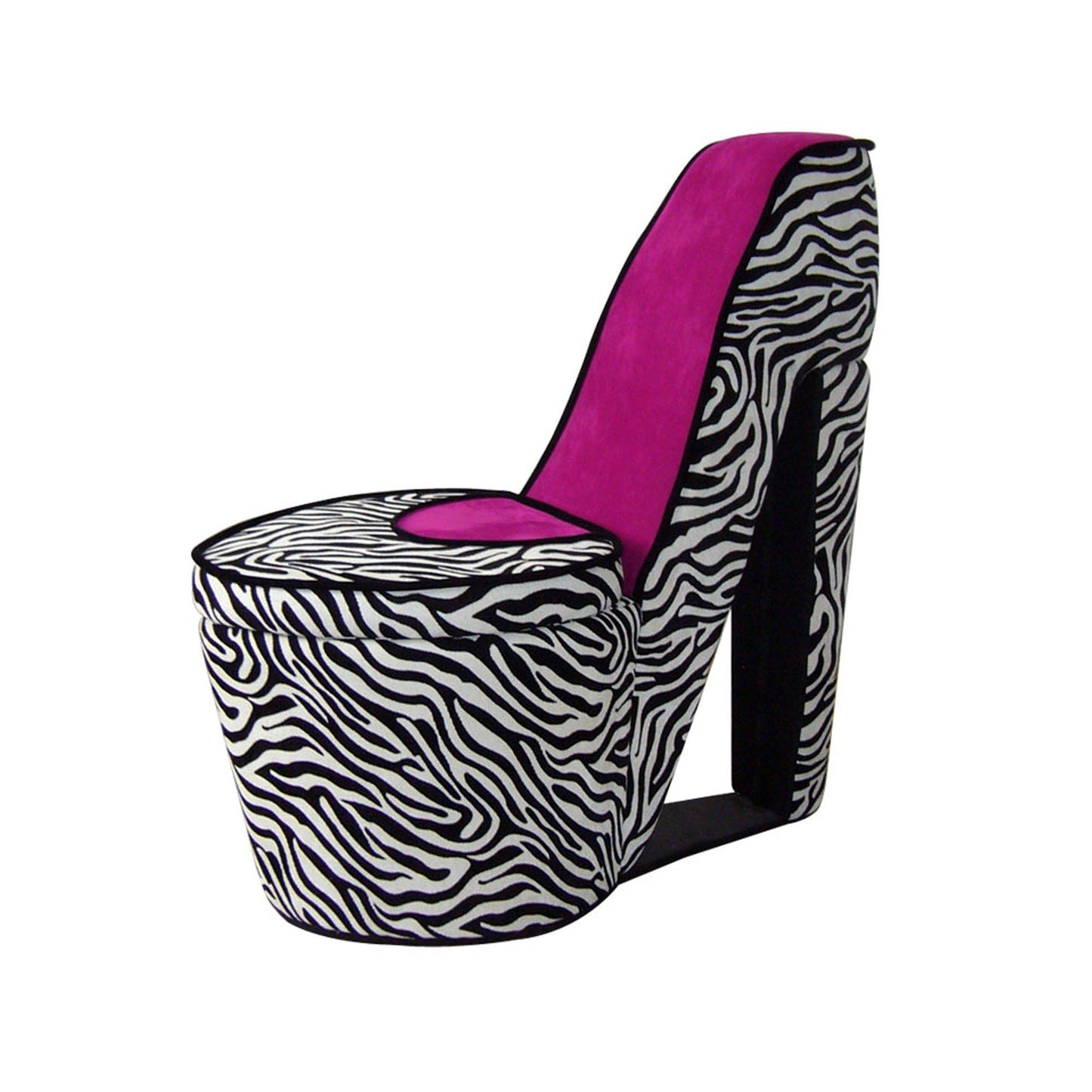 32" Black and White Faux Suede Animal Print Side Chair