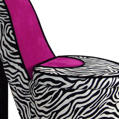 32" Black and White Faux Suede Animal Print Side Chair