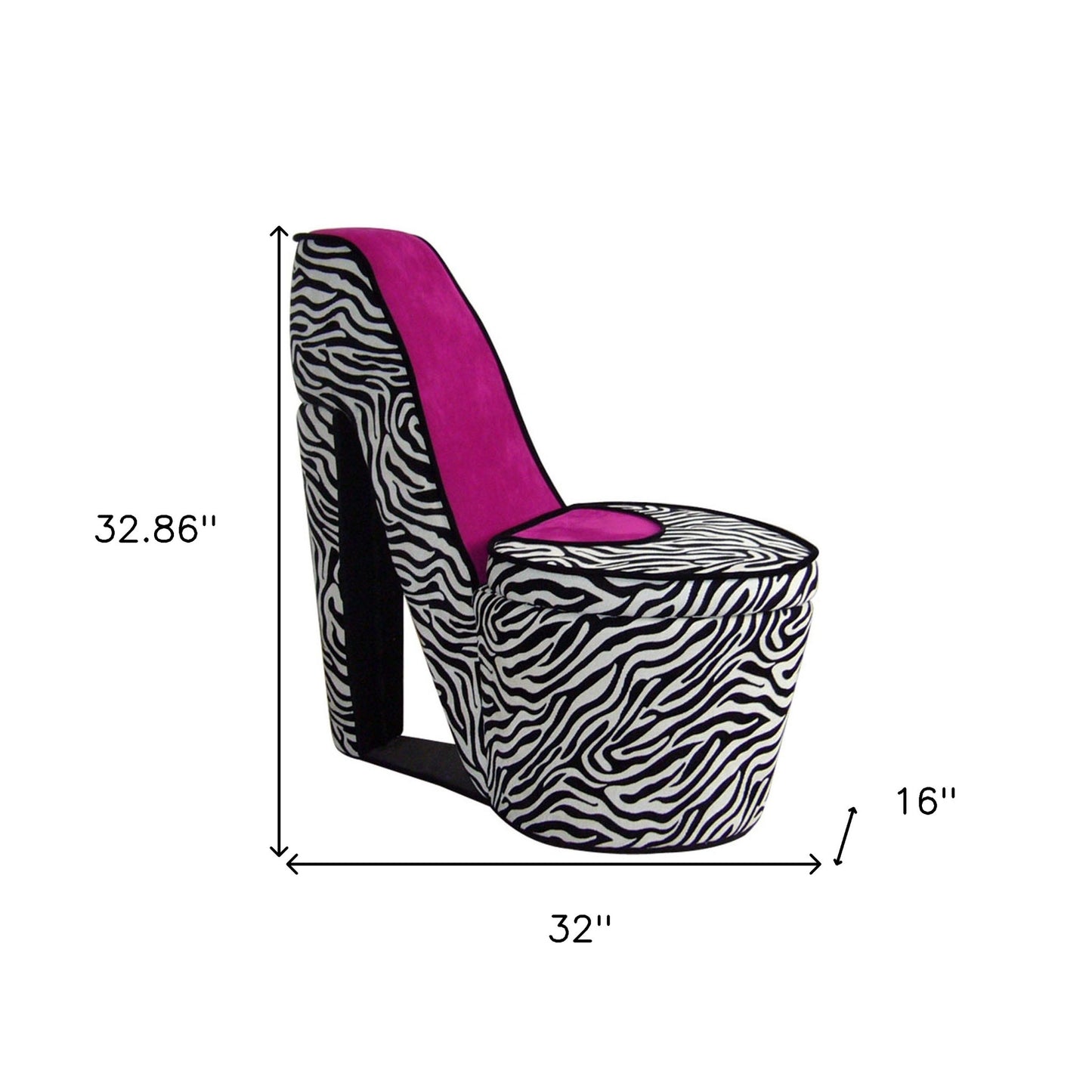 32" Black and White Faux Suede Animal Print Side Chair