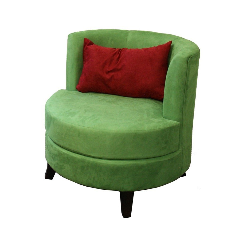 32" Green and Black Microfiber Side Chair And Toss Pillow